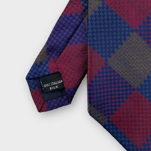 Coach Necktie Mens Argyle Checkered Colorful Italian Silk Made in USA 58 x 3 ¾" - Picture 7 of 13